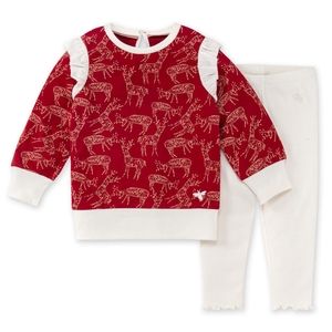 🦌 NWT - BURTS BEES | Girls Festive Reindeer Tunic & Legging Set | Sizes 3T/5T